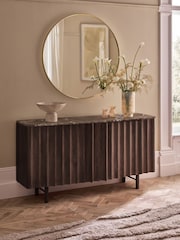 Dark Natural Collection Luxe Santa Fe Mango Wood and Marble Large Sideboard - Image 2 of 9