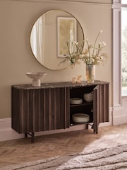 Dark Natural Collection Luxe Santa Fe Mango Wood and Marble Large Sideboard - Image 3 of 9