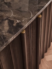 Dark Natural Collection Luxe Santa Fe Mango Wood and Marble Large Sideboard - Image 5 of 9