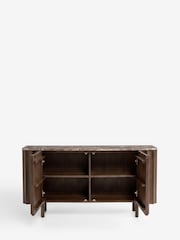 Dark Natural Collection Luxe Santa Fe Mango Wood and Marble Large Sideboard - Image 7 of 9