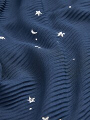Navy Foil Moon and Star Plisse Midweight Scarf - Image 6 of 6