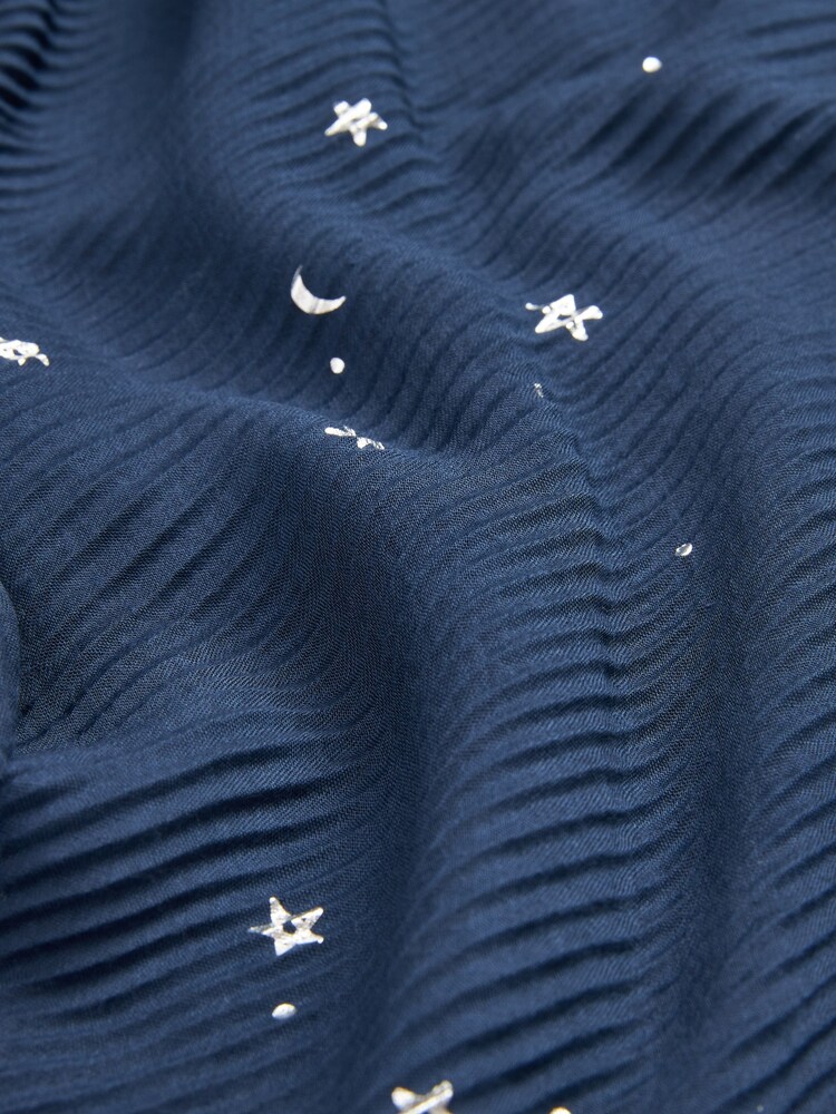 Navy Foil Moon and Star Plisse Midweight Scarf - Image 6 of 6