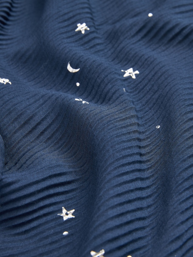 Navy Foil Moon and Star Plisse Midweight Scarf - Image 6 of 6 Navy Foil Moon and Star Plisse Midweight Scarf - Image 6 of 6