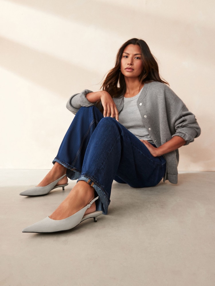 siva - Forever Comfort® Low Kitten Slingback Point čevlji z visoko peto čevlji - Slika 1 iz 8 siva - Forever Comfort® Low Kitten Slingback Point čevlji z visoko peto čevlji - Slika 1 iz 8