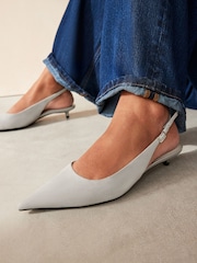 Grey Forever Comfort®  Low Kitten Slingback Point Heel Shoes - Image 3 of 8