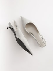 Grey Forever Comfort®  Low Kitten Slingback Point Heel Shoes - Image 5 of 8