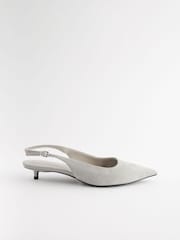 Grey Forever Comfort®  Low Kitten Slingback Point Heel Shoes - Image 6 of 8