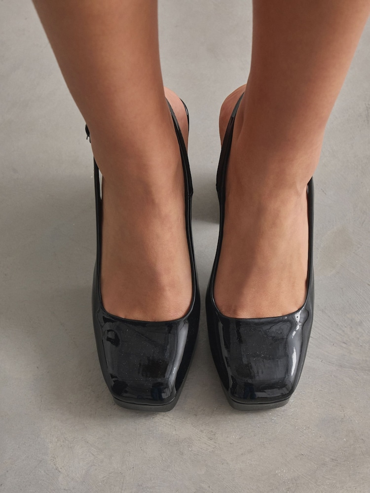 črna - Patent Forever Comfort® Square Toe Platform Slingback čevlji z visoko peto čevlji - Slika 4 iz 4 črna - Patent Forever Comfort® Square Toe Platform Slingback čevlji z visoko peto čevlji - Slika 4 iz 4