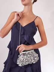 Silver Sequin Clutch Bag - Image 2 of 12