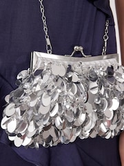 Silver Sequin Clutch Bag - Image 5 of 12