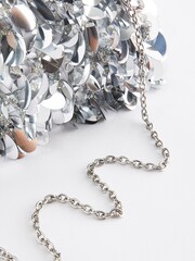 Silver Sequin Clutch Bag - Image 8 of 12