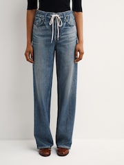 Rag & Bone Lakewood Miramar Terry Drawstring 31.5" Wide Leg Jeans - Image 2 of 8