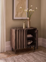 Dark Natural Collection Luxe Santa Fe Mango Wood and Marble Small Sideboard - Image 2 of 9