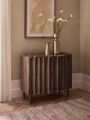 Dark Natural Collection Luxe Santa Fe Mango Wood and Marble Small Sideboard - Image 3 of 9