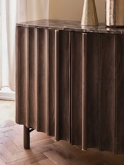 Dark Natural Collection Luxe Santa Fe Mango Wood and Marble Small Sideboard - Image 4 of 9