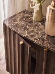 Dark Natural Collection Luxe Santa Fe Mango Wood and Marble Small Sideboard - Image 5 of 9