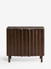 Dark Natural Collection Luxe Santa Fe Mango Wood and Marble Small Sideboard - Image 6 of 9