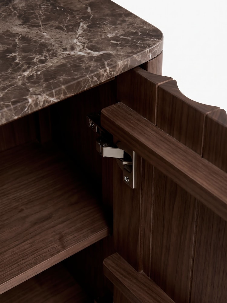 Dark Natural Collection Luxe Santa Fe Mango Wood and Marble Small Sideboard - Image 9 of 9 Dark Natural Collection Luxe Santa Fe Mango Wood and Marble Small Sideboard - Image 9 of 9