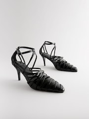 črna - Forever Comfort® Cage Closed Point Toe Strappy čevlji z visoko peto - Slika 1 iz 5