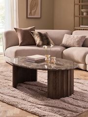 Dark Natural Collection Luxe Santa Fe Mango Wood and Marble Coffee Table - Image 1 of 5
