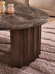 Dark Natural Collection Luxe Santa Fe Mango Wood and Marble Coffee Table - Image 2 of 5
