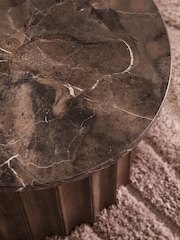 Dark Natural Collection Luxe Santa Fe Mango Wood and Marble Coffee Table - Image 3 of 5