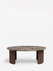 Dark Natural Collection Luxe Santa Fe Mango Wood and Marble Coffee Table - Image 4 of 5