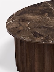 Dark Natural Collection Luxe Santa Fe Mango Wood and Marble Coffee Table - Image 5 of 5