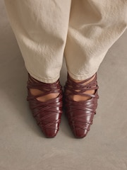 Temno rdeča - Forever Comfort® Cage Closed Point Toe Strappy čevlji z visoko peto - Slika 4 iz 9