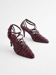 Temno rdeča - Forever Comfort® Cage Closed Point Toe Strappy čevlji z visoko peto - Slika 5 iz 9