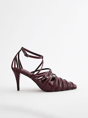Temno rdeča - Forever Comfort® Cage Closed Point Toe Strappy čevlji z visoko peto - Slika 6 iz 9