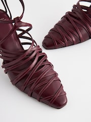 Temno rdeča - Forever Comfort® Cage Closed Point Toe Strappy čevlji z visoko peto - Slika 7 iz 9