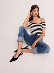 Black Forever Comfort®  Low Kitten Slingback Point Heel Shoes - Image 2 of 7