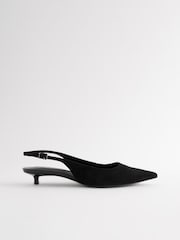 Black Forever Comfort®  Low Kitten Slingback Point Heel Shoes - Image 4 of 7