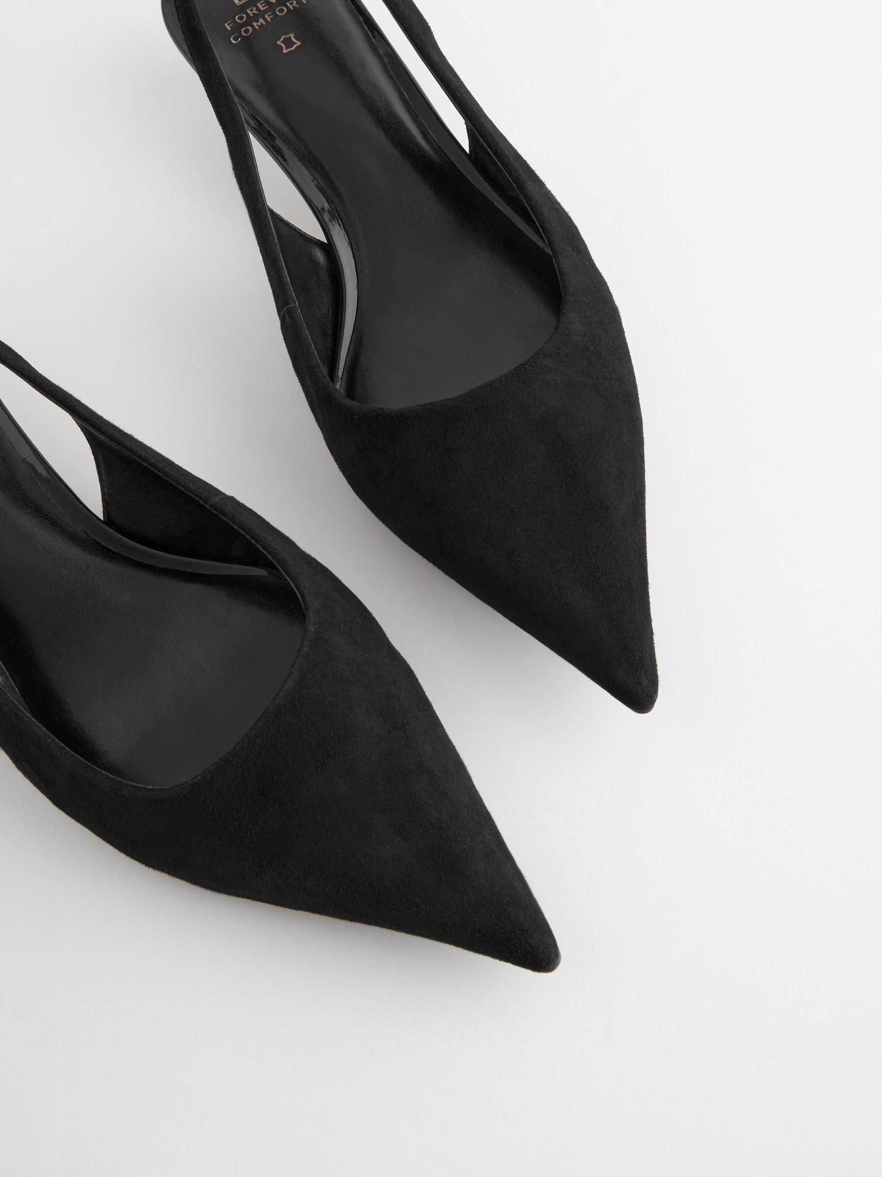 Buy Black Forever Comfort® Low Kitten Slingback Point Heel Shoes