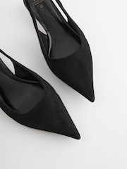 Black Forever Comfort®  Low Kitten Slingback Point Heel Shoes - Image 6 of 7