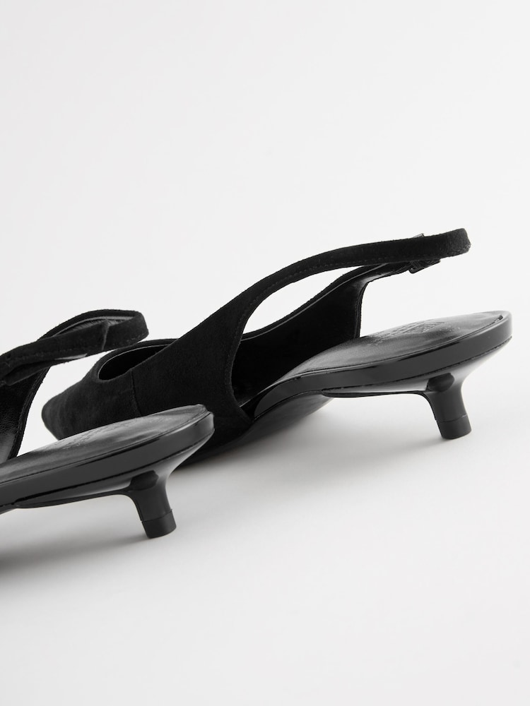 Black Forever Comfort®  Low Kitten Slingback Point Heel Shoes - Image 7 of 7