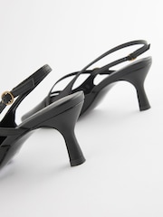 Black Forever Comfort® Leather Multi Buckle Slingback Heels - Image 10 of 10