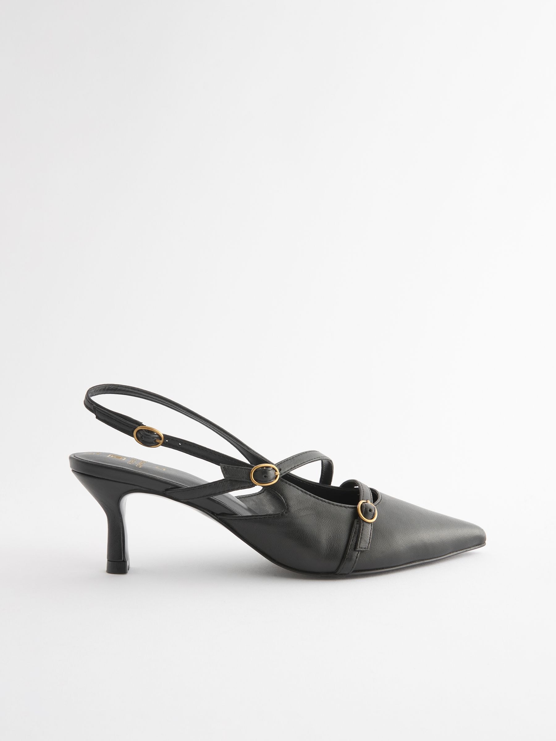 Buy Black Forever Comfort® Leather Multi Buckle Slingback
