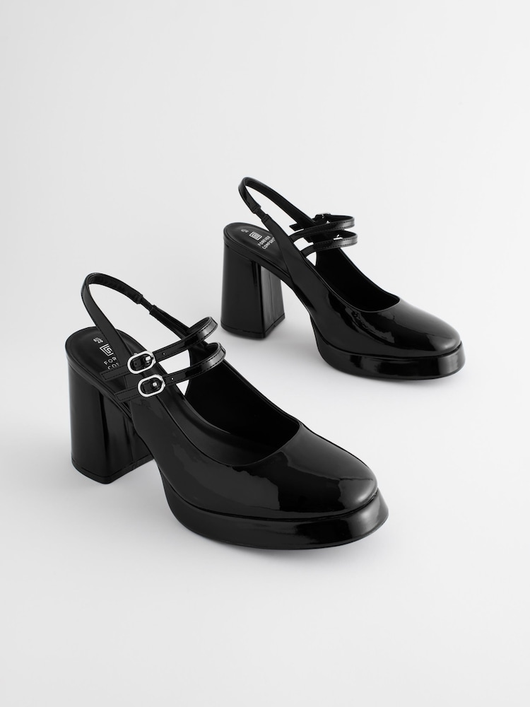 Black Forever Comfort® Platform Slingback Mary Jane Shoes - Image 1 of 7