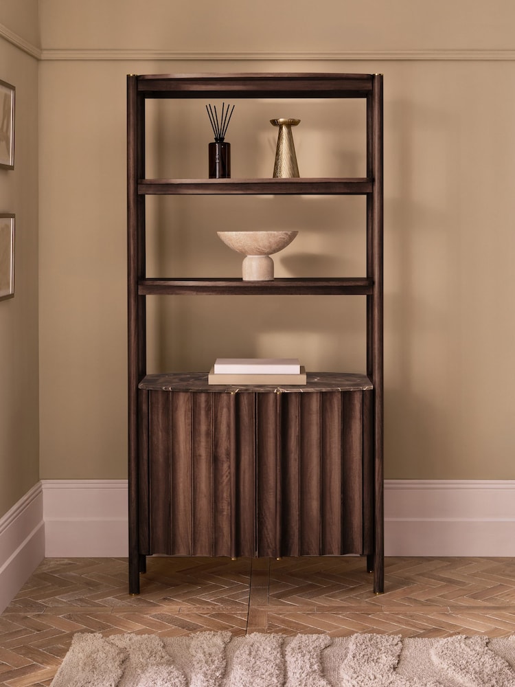 Dark Natural Collection Luxe Santa Fe Mango Wood and Marble Shelf - Image 1 of 10 Dark Natural Collection Luxe Santa Fe Mango Wood and Marble Shelf - Image 1 of 10