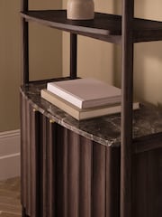 Dark Natural Collection Luxe Santa Fe Mango Wood and Marble Shelf - Image 4 of 10
