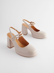 Kostno kremna - Forever Comfort ® Platform Slingback čevlji Mary Jane - Slika 3 iz 9