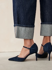 Marinha - Forever Comfort® Leather Point Toe Mary Jane Heels - Imagem 1 de 7