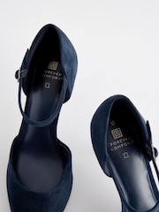 Marinha - Forever Comfort® Leather Point Toe Mary Jane Heels - Imagem 7 de 7