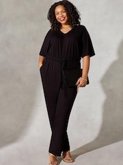 Live Unlimited Curve Wrap Black Jumpsuit - Image 1 of 4