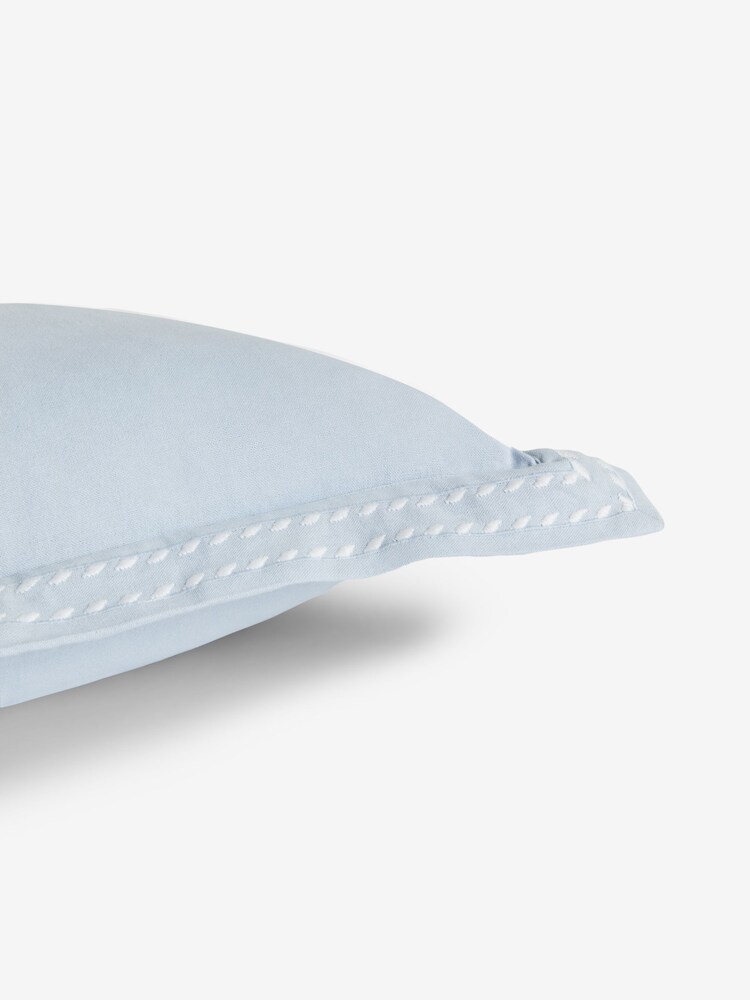 Mid Blue 50 x 50cm Lulworth Stitched Flange 100% Cotton Cushion - Image 2 of 5