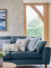 Mid Blue 50 x 50cm Lulworth Stitched Flange 100% Cotton Cushion - Image 3 of 5