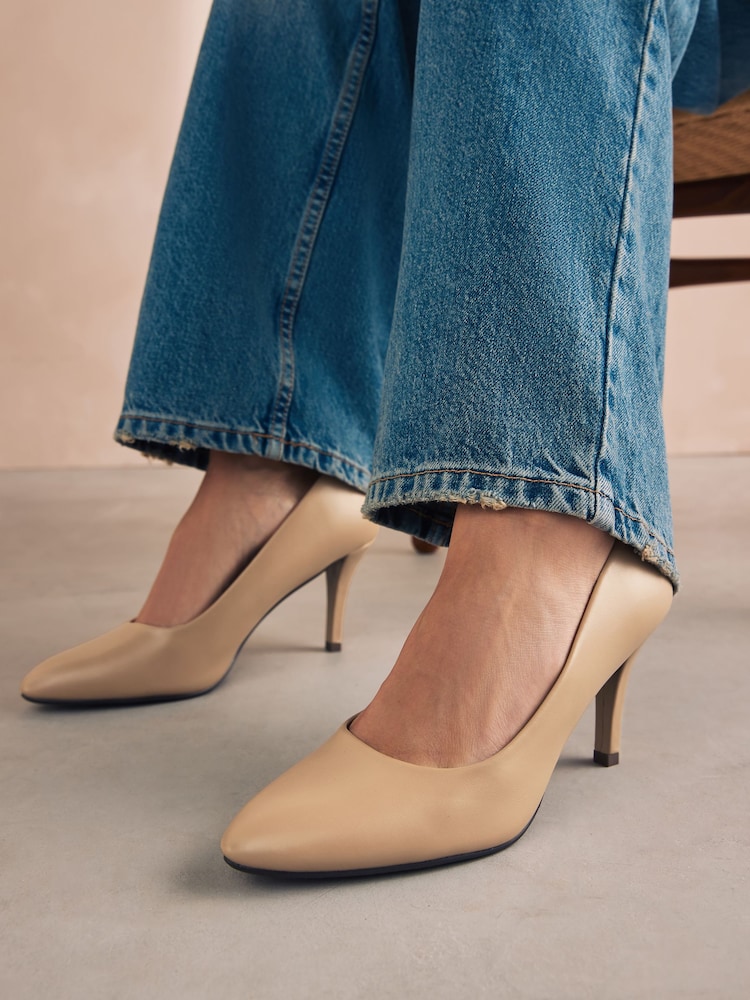 Camel Nude Standard/Wide Fit Forever Comfort® Closed Toe Heel Court Shoes - Image 2 of 7