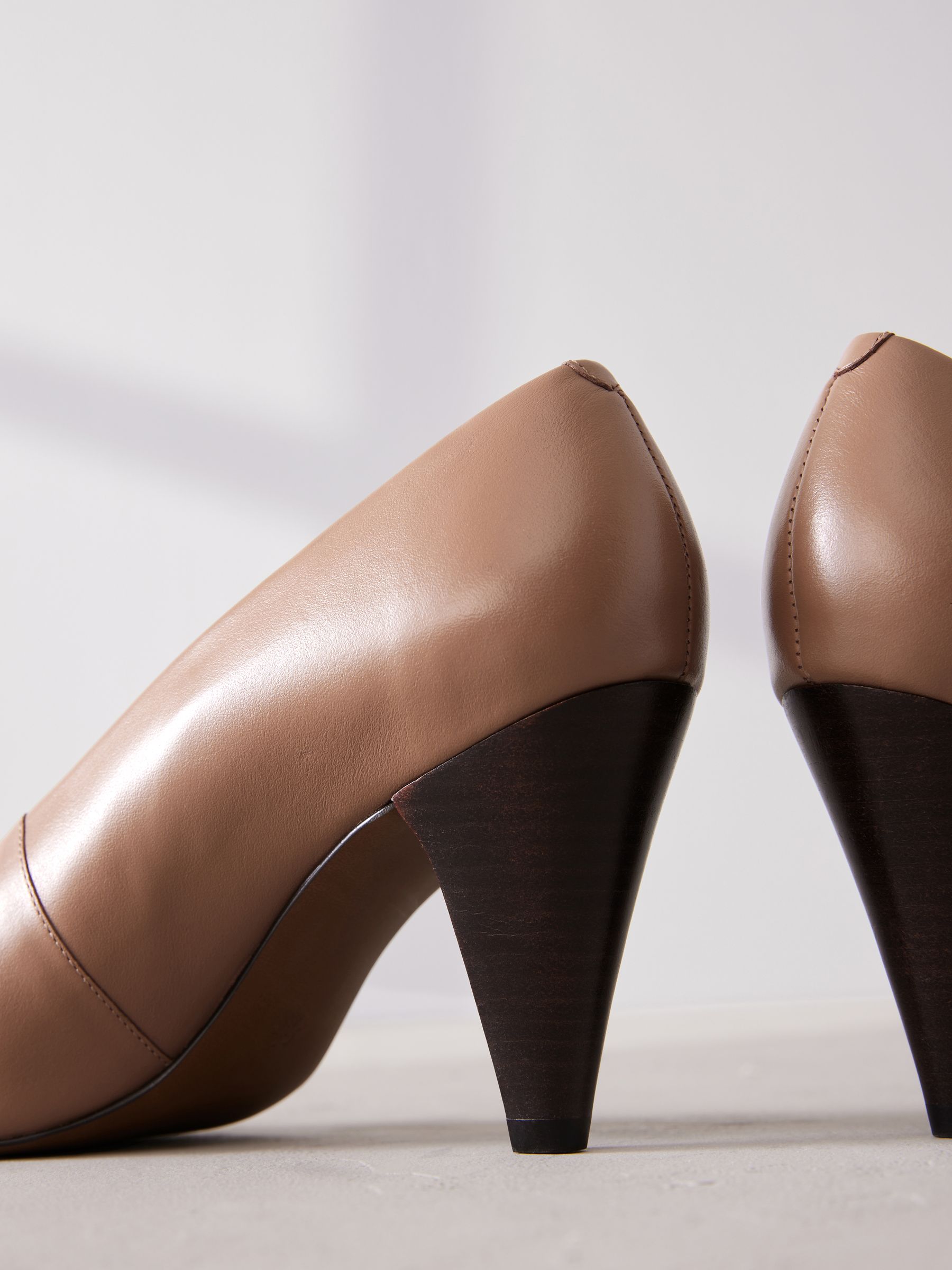Buy Taupe Brown Signature Leather Cone Heel Court Shoes from Next USA